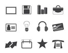 Silhouette Office and business icons - vector icon set