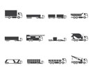 Silhouette different types of trucks and lorries icons - Vector icon set