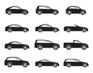 Silhouette different types of cars icons - Vector icon set