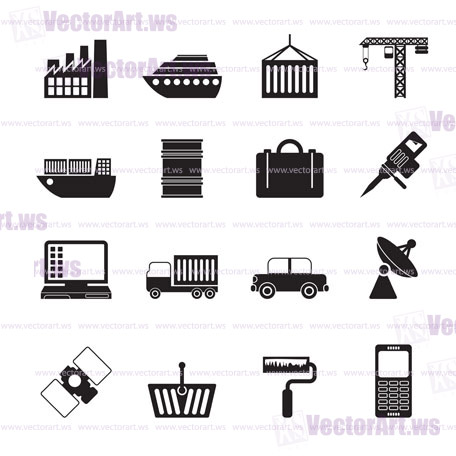 Silhouette Industry and Business icons - vector icon set