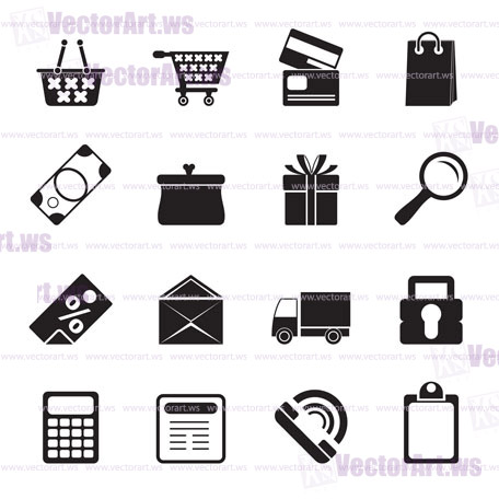 Silhouette Online shop icons - vector  icon set