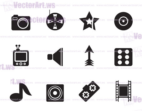 Silhouette Entertainment Icons - Vector Icon Set