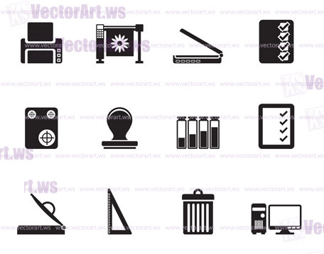 Silhouette Print industry Icons - Vector icon set