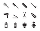 Silhouette hairdressing, coiffure and make-up icons  - vector icon set