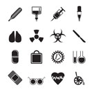 Silhouette collection of  medical themed icons and warning-signs vector icon set