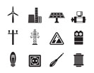 Silhouette Electricity and power icons - vector icon set