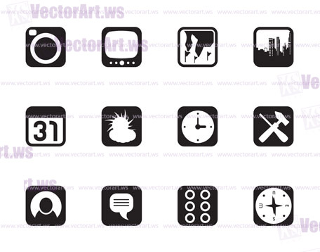Silhouette Mobile Phone and Computer icon - Vector Icon Set