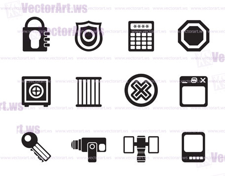 Silhouette Security and Business icons - vector icon set