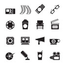Silhouette Cinema and Movie - vector icon set