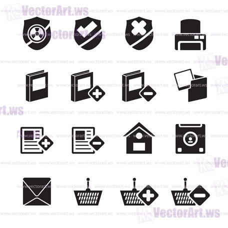Silhouette Internet and Website buttons and icons -  Vector icon set