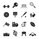 Silhouette Sports gear and tools - vector icon set