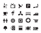 Silhouette Hotel and Motel objects icons - vector icon set