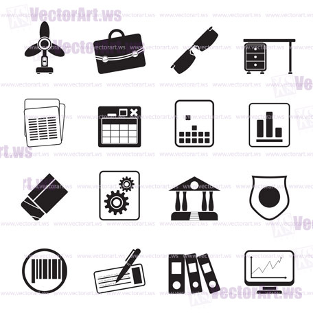 Silhouette Business and Office Icons - Vector Icon Set 2
