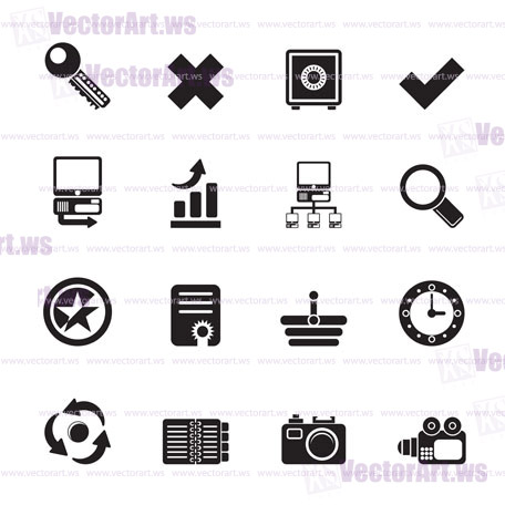 Silhouette Internet and Web Site Icons - Vector Icon Set