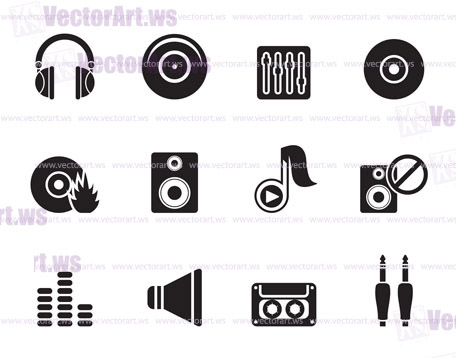 Silhouette Music and sound icons -  Vector Icon Set