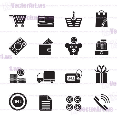 Silhouette Online shop icons - vector icon set