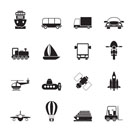 Silhouette Transportation, travel and shipment icons - vector icon set