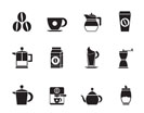 Silhouette coffee industry signs and icons - vector icon set