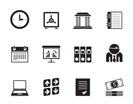 Silhouette Business, finance and office icons - vector icon set