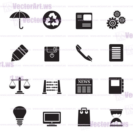 Silhouette Business and Office internet Icons - Vector icon Set
