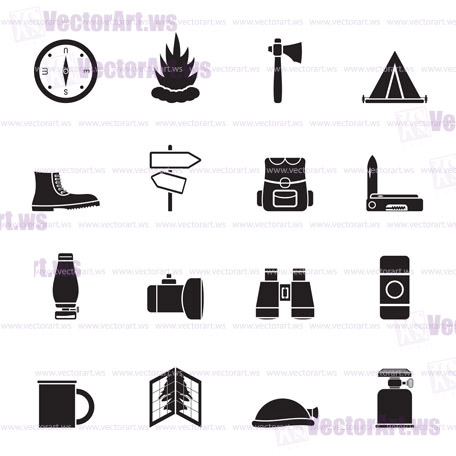 Silhouette Tourism and Holiday icons -  Vector Icon Set