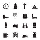 Silhouette Tourism and Holiday icons -  Vector Icon Set