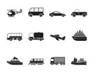 Silhouette Travel and transportation icons - vector icon set
