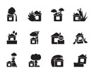 Silhouette home and house insurance and risk icons - vector icon set
