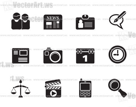 Silhouette web site, computer and business icons - vector icon set