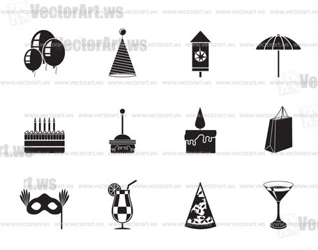 Silhouette Party and holidays icons - vector icon set
