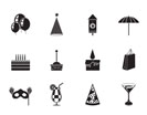 Silhouette Party and holidays icons - vector icon set