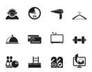 Silhouette hotel and motel amenity icons  - vector icon set