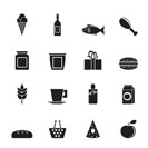 Silhouette shop, food and drink icons - vector icon set
