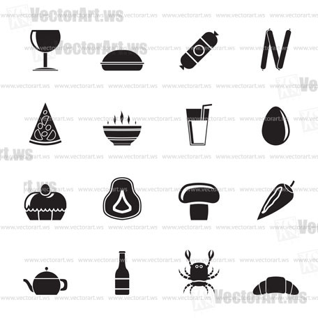 Silhouette shop, food and drink icons - vector icon set 2