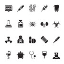 Silhouette Healthcare, Medicine and hospital icons - vector icon set