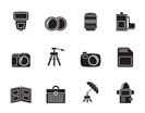 Silhouette Photography equipment icons - vector icon set