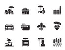 Silhouette different kind of insurance and risk icons - vector icon set