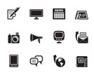 Silhouette Communication channels and Social Media icons - vector icon set