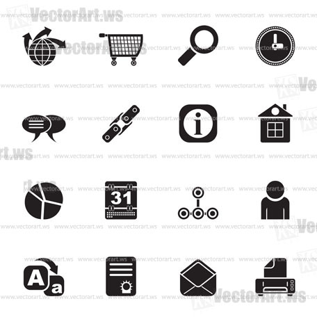 Silhouette Web Site, Internet and computer Icons - vector icon set