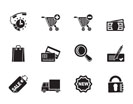 Silhouette Internet icons for online shop - vector icon set