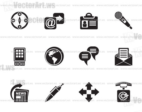 Silhouette Business, office and internet icons - vector icon set