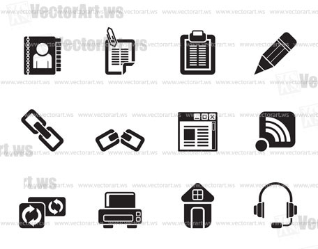 Silhouette internet and website icons - vector icon set