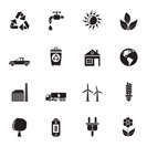 Silhouette ecology and environment icons - vector icon set