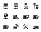Silhouette Network, Server and Hosting icons - vector icon set
