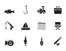 Silhouette Fishing and holiday icons - vector icon set