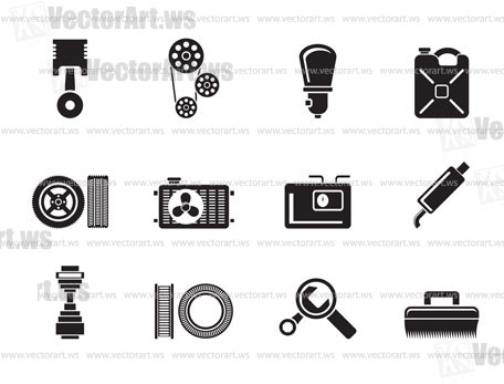 Silhouette Car Parts and services  - Vector Illustration