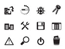 Silhouette developer, programming and application icons - vector icon set