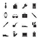 Silhouette man accessories icons and objects- vector illustration