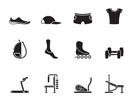 Silhouette sports equipment and objects icons - vector icon set 1