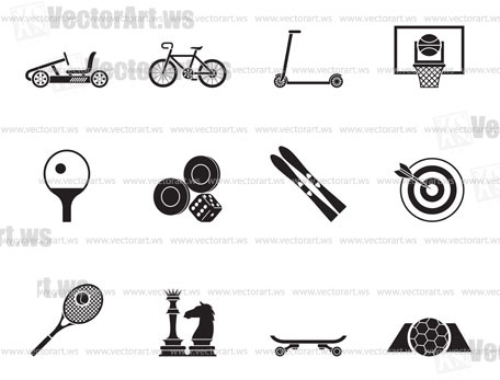 Silhouette sports equipment and objects icons - vector icon set 2